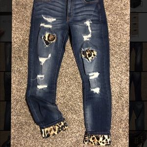KanKan Jeans with Leopard print detail